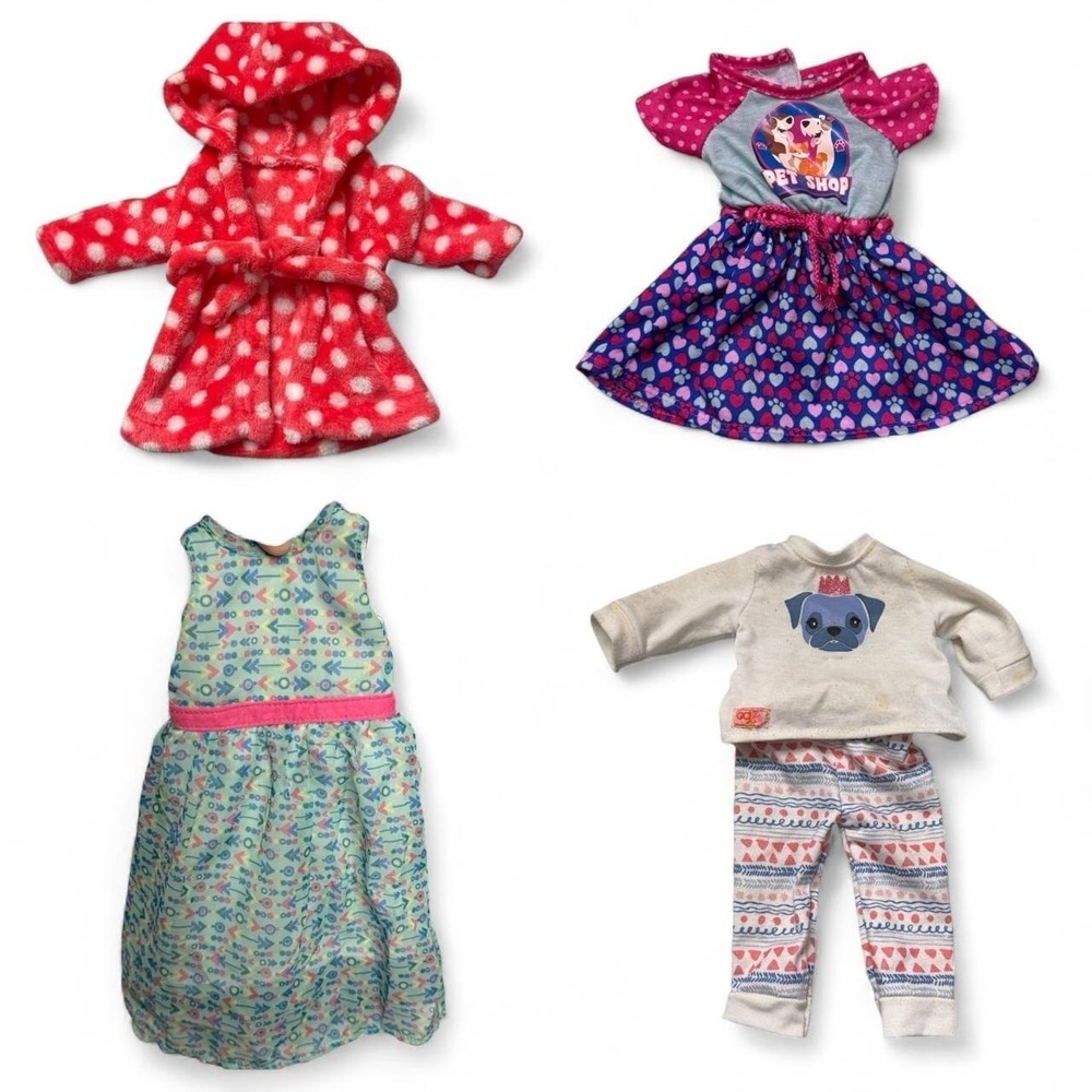 Our Generation 18" Doll Clothes Lot Robe Boots Pajamas Dresses Accessories OG